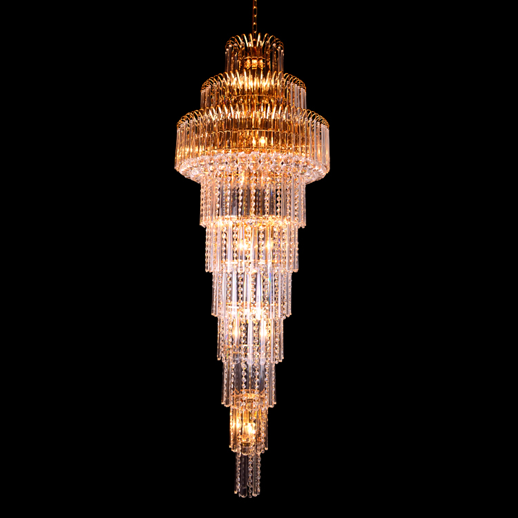 stair Big Size Crystal Pendant Lamp for Hotel-1.Item No.AP2106-L32  2.stair Big Size Crystal Pendant Lamp for Hotel 3.High efficiency and long service life 4.Competitive price 5.New design modern lighting special for hotel 