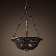 French iron Chain  Chandelier Light Fixture  Vintage Hanging Suspension  Lamp  Art Pendant Light