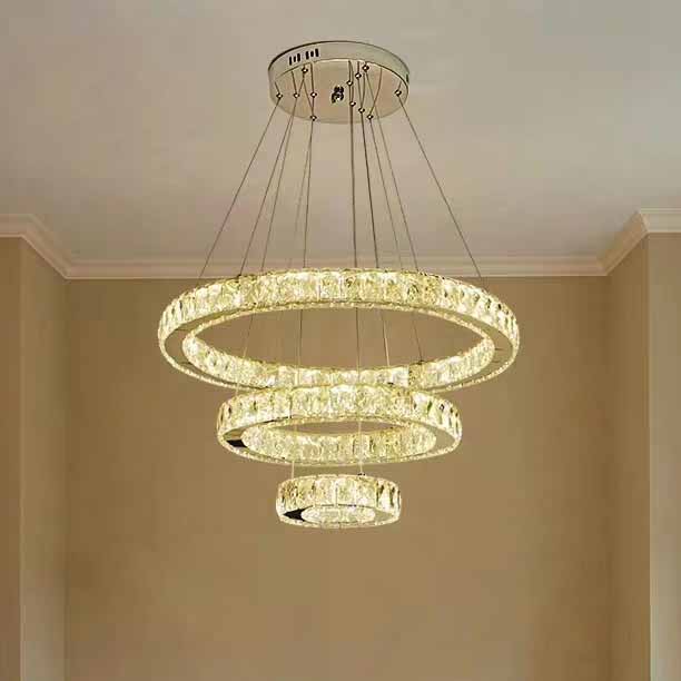 Nordic modern creative art cafe crystal ring pendant lamp bedroom bar restaurant  simple chandelier light